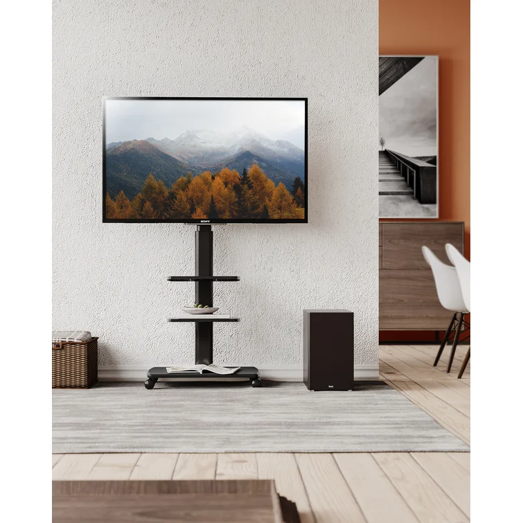 Abbing E Series TV Stand with Wheels Height Adjustable