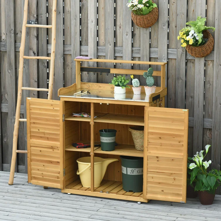 Garden Outdoor 3 ft. W x 2 ft. D Solid Wood Horizontal Storage Shed