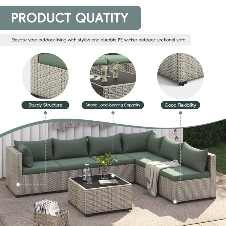 7 Pieces Patio Conversation Set
