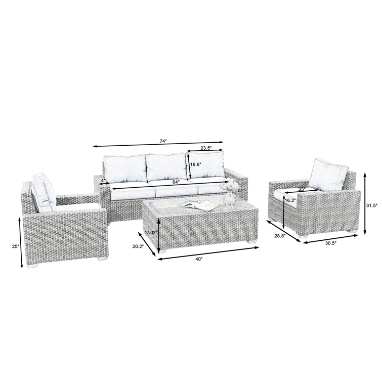 Caydan 5 - Person Outdoor Seating Group with Cushions