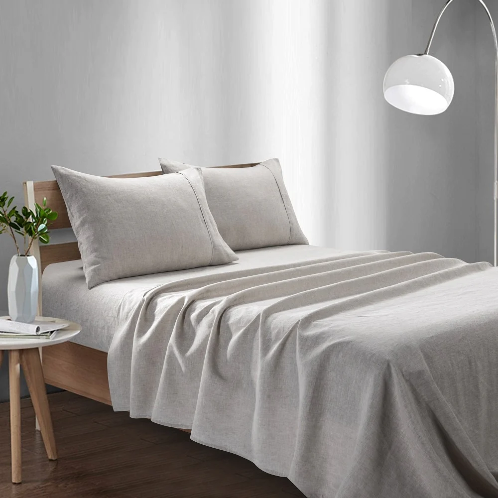 WHOLINENS Stone Washed French Linen Pillow Cases 2Pcs Side Opening