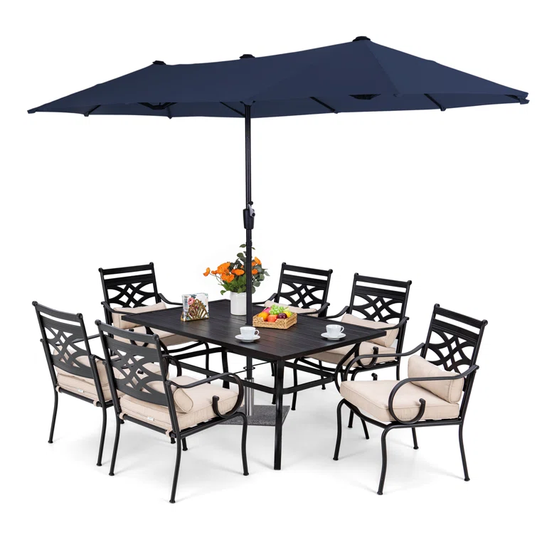 Alyah 6 - Person Rectangular Outdoor Dining Set with Cushions