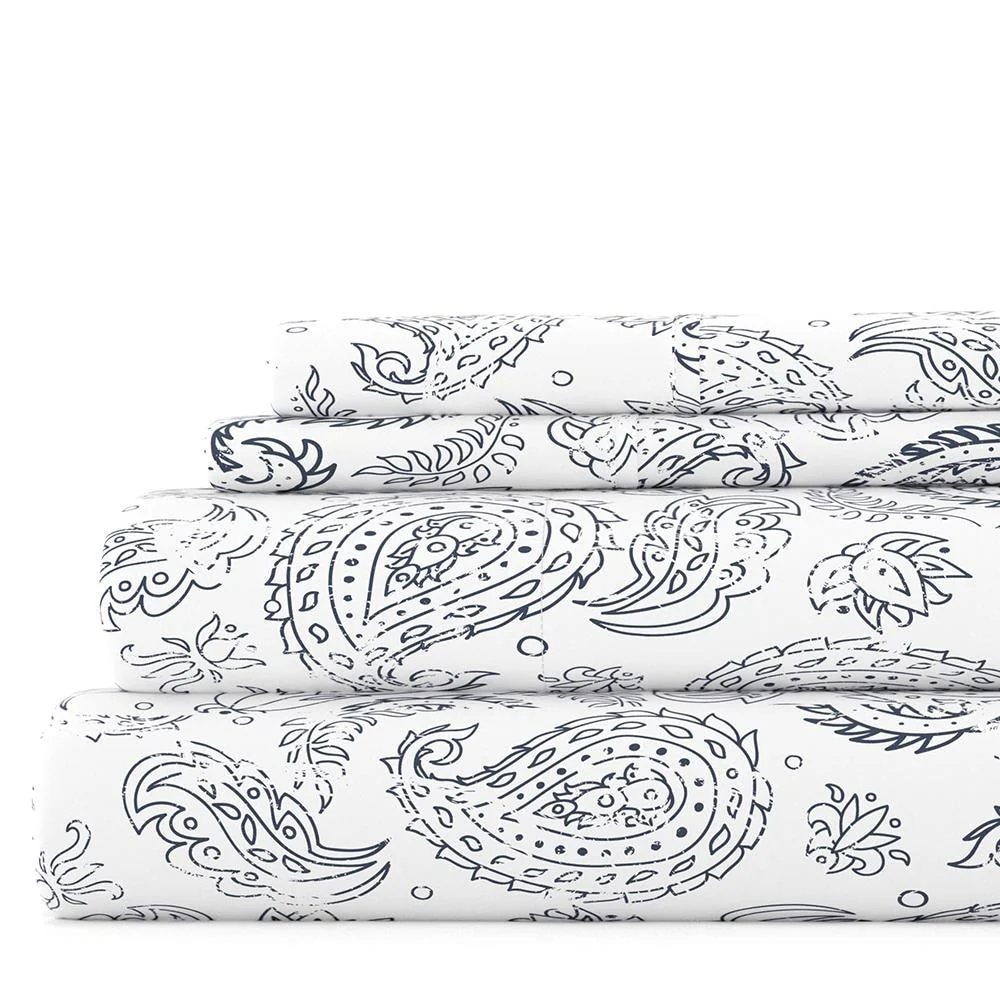 Becky Cameron Double Brushed Printed 4pc Deep Pocket Bedsheet Sets