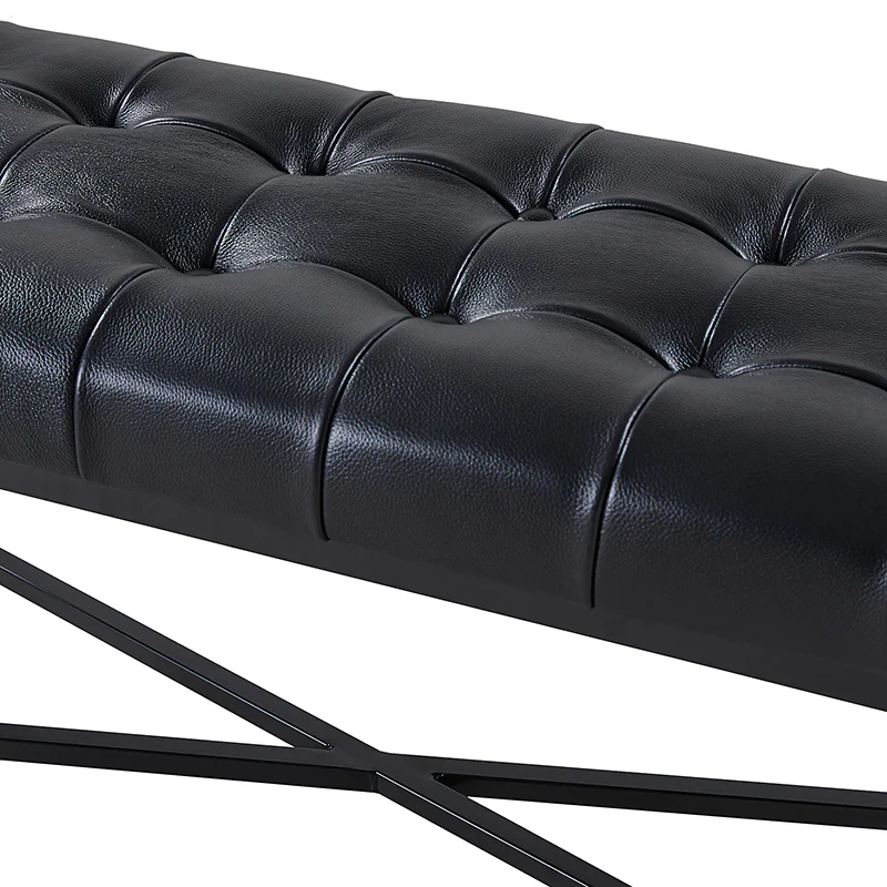Arnold Versatile Elegance: Genuine Leather Bench with Button-Tufted Design