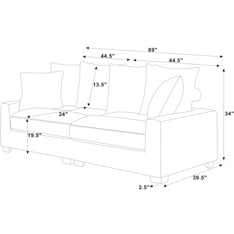 Benzant 89'' Corduroy Sofa
