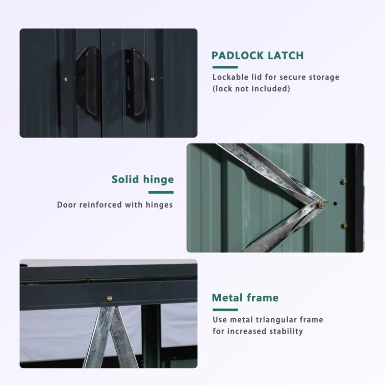 8 ft. W x 3 ft. D Metal Horizontal Garbage Shed
