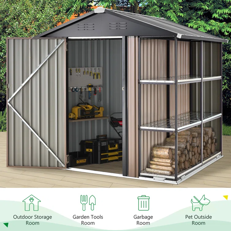 6 ft. W x 6 ft. D Metal Storage Shed