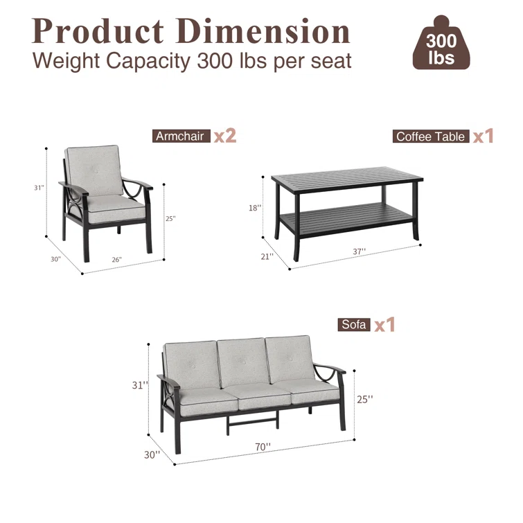 Brandtley 5 - Person Outdoor Seating Group with Cushions