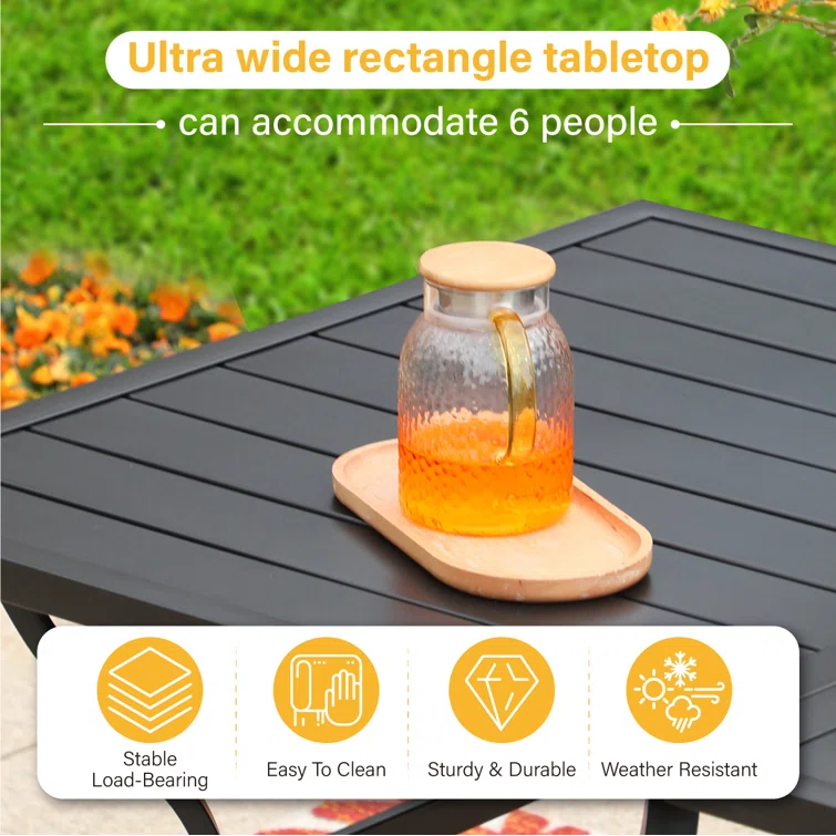 Anran 6 - Person Rectangular Outdoor Dining Set
