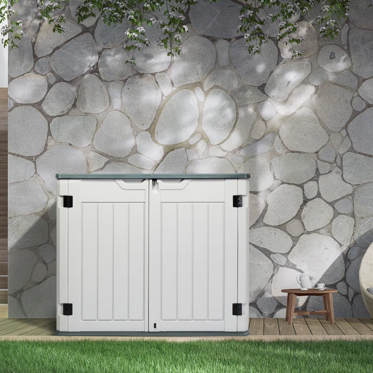 Winado 50.2'' W 260 Gallons Water Resistant Polyethylene Plastic Lockable Cabinet Deck Box