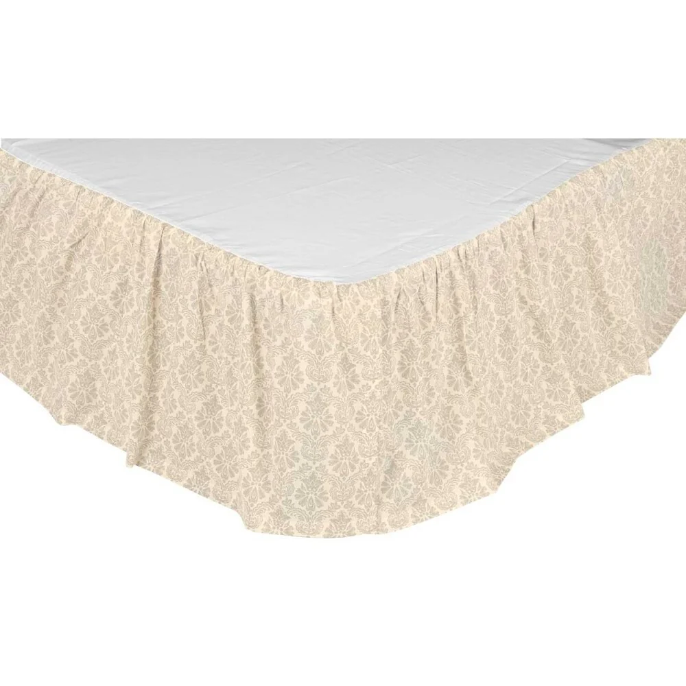 White Farmhouse Bedding VHC Ava Bed Skirt Cotton Floral - Flower Gathered