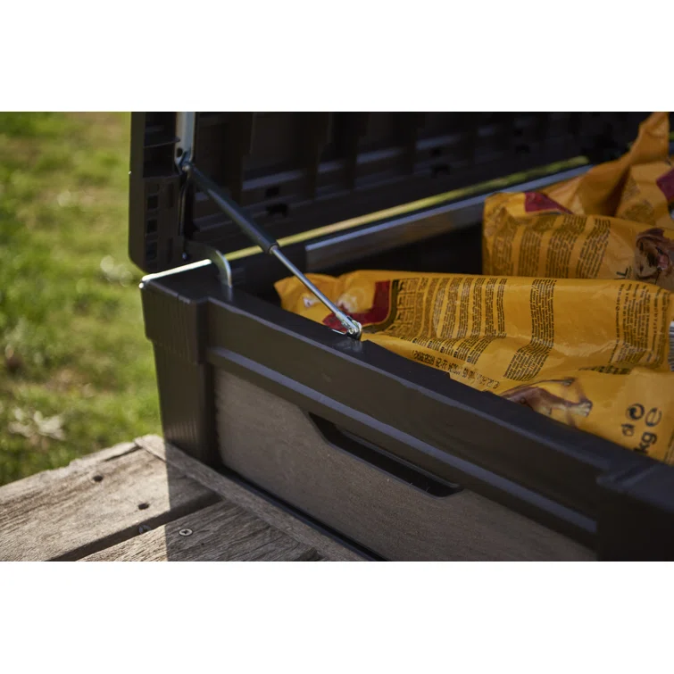 Keter Brushwood 120 Gallon Durable Resin Outdoor Storage and Organization Deck Box For Patio Furniture and Supplies, Brown