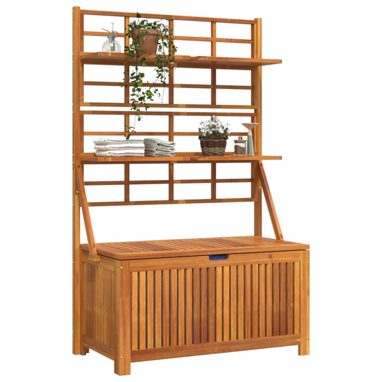 VidaXL 39'' W Water Resistant Acacia Wood Acacia Deck Box in Anthracite