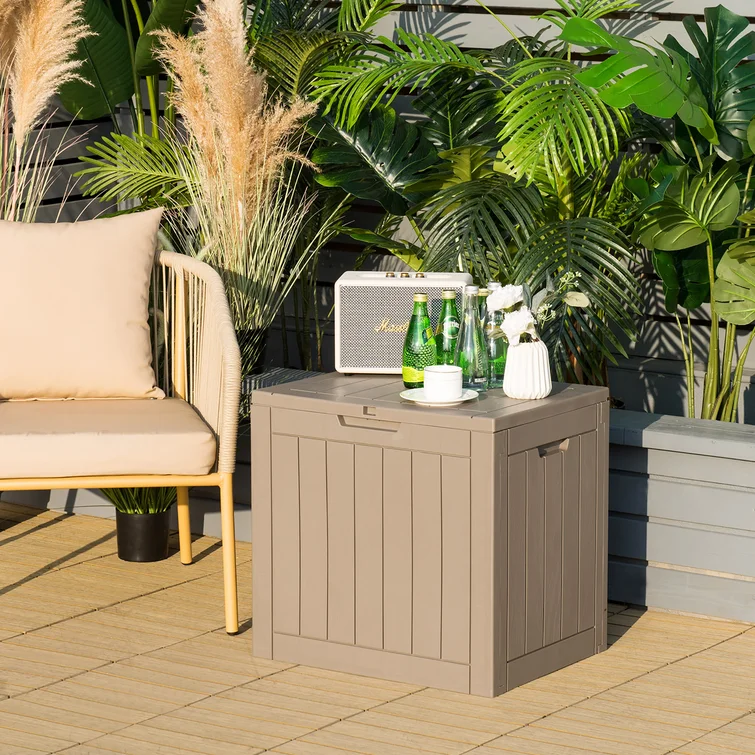 Costway 22'' W 30 Gallons Water Resistant Plastic Deck Box