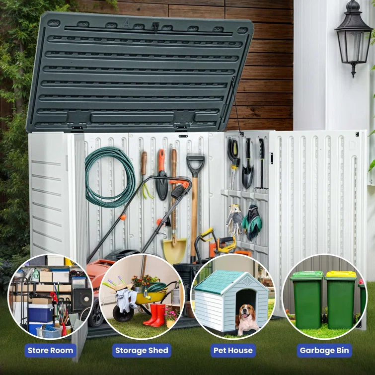 Outdoor Polyethylene Plastic Horizontal Storage Shed