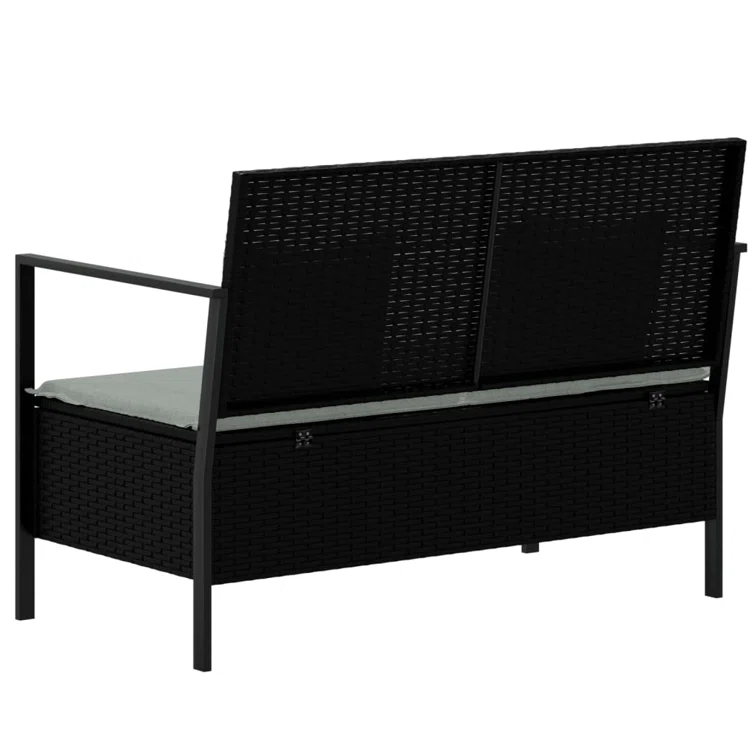 2-Seater Patio Bench with Cushions  Poly Rattan