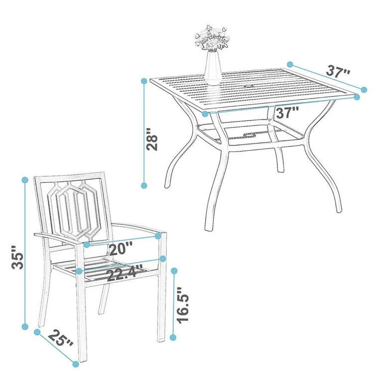 Alyah 4 - Person Square Outdoor Dining Set