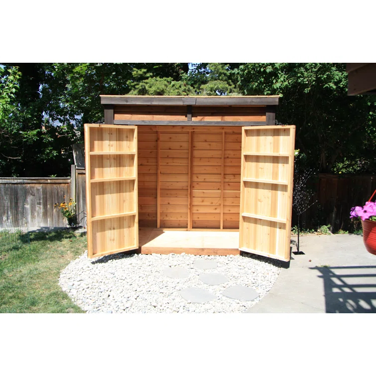 8 ft. W x 4 ft. D Double Door Cedar Wood Storage Shed