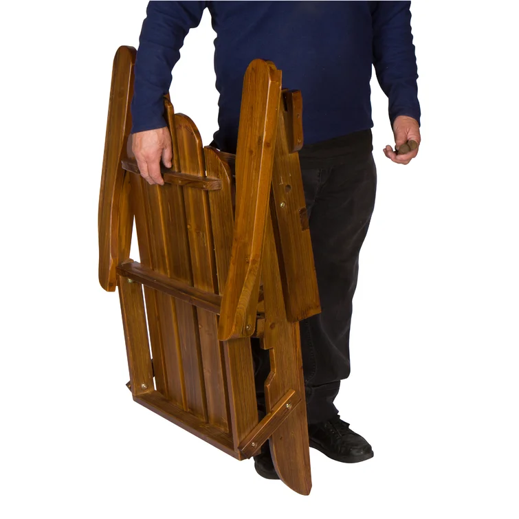 Breeona Wood Folding Adirondack Chairs with Folding Table Set
