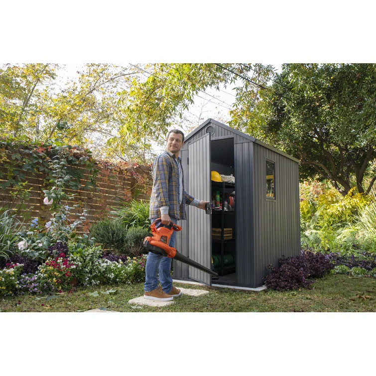 Darwin 4 ft. W x 6 ft. D Durable Resin Outdoor Storage Shed With Floor and Window for Garden Patio Furniture and Tools, Grey