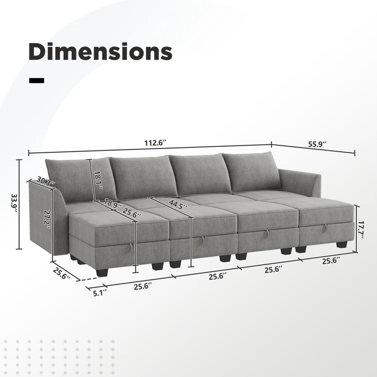 U shaped Sleeper Sectional Modular Sectional Sofa with Chaise
