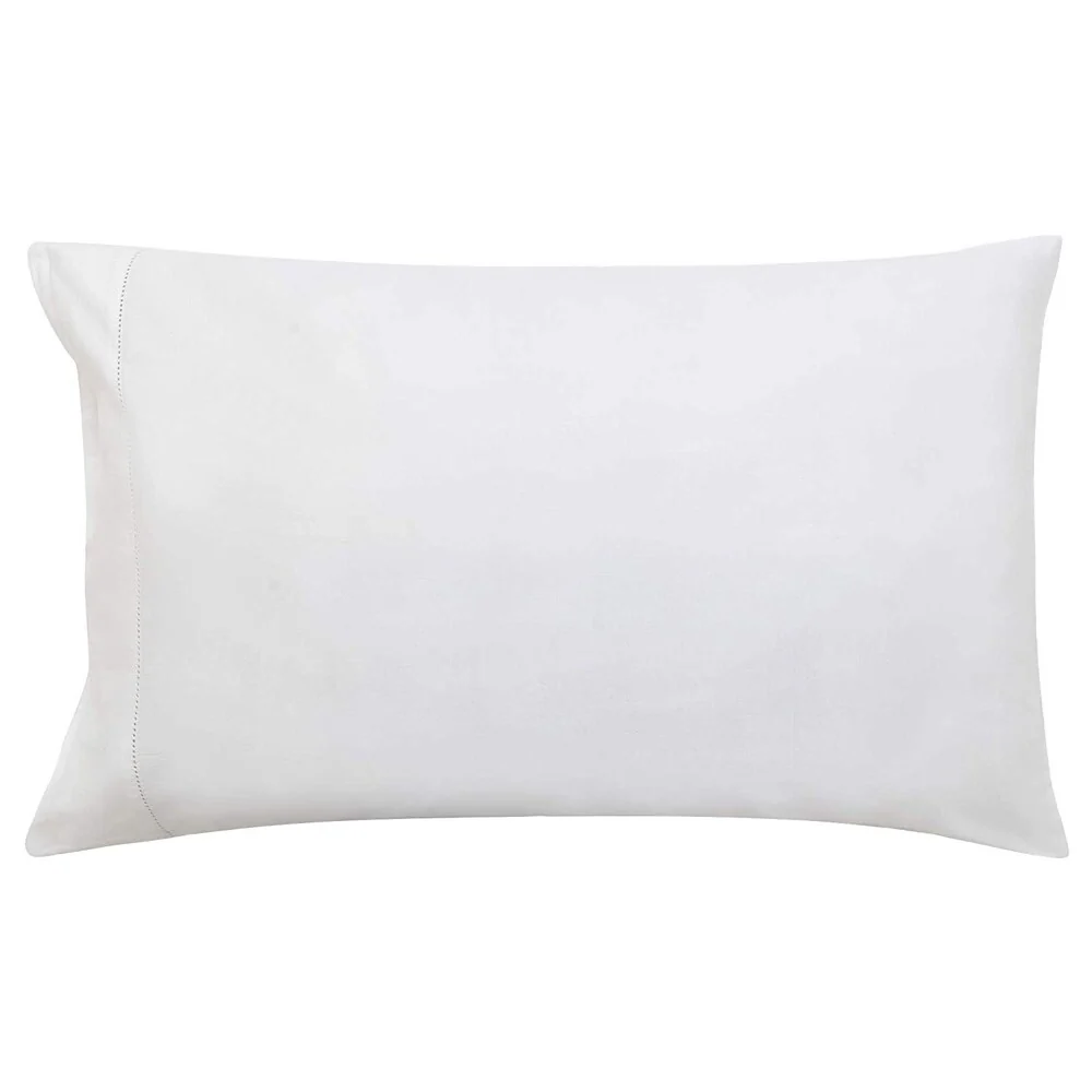 A1HC Pillow Case 100% Fine Smooth Long Staple Cotton Sateen 300 TC White with Hem Stitched Design, Set of 2