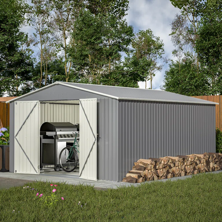 Outdoor 11 ft. W x 13 ft. D  Large Metal Storage Shed