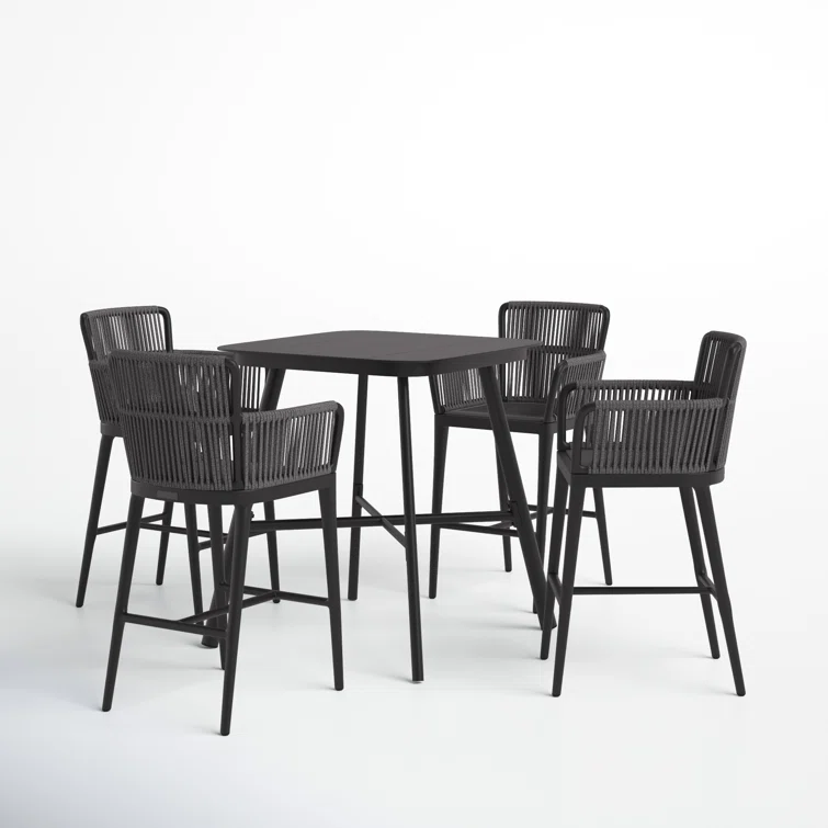 Archie Square 4 - Person 36'' Long Bar Height Dining Set with Cushions
