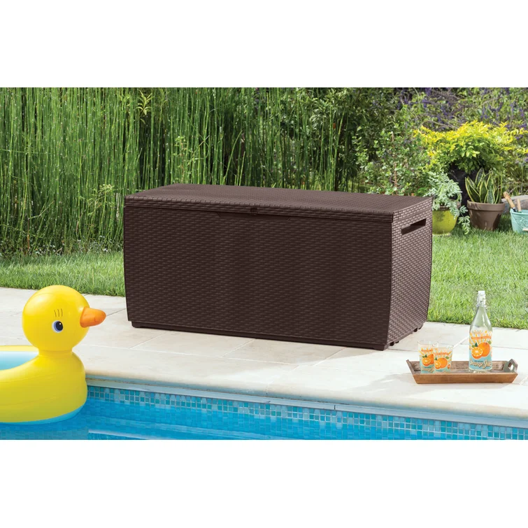 Keter Capri 80 Gallon Durable Resin Outdoor Storage and Organization Deck Box Ideal For Garden Patio Furniture and Supplies, Brown