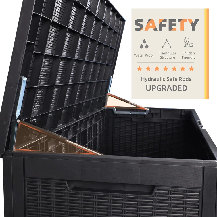 KUTIME 100 Gallon Water Resistant Resin Lockable Deck Box