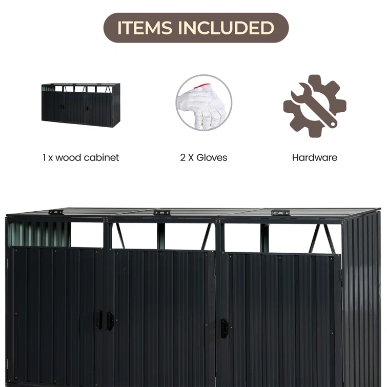 8 ft. W x 3 ft. D Stainless Steel Horizontal Garage Shed