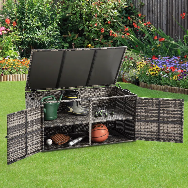 YITA 120 Gallon Outdoor Wicker Deck Box