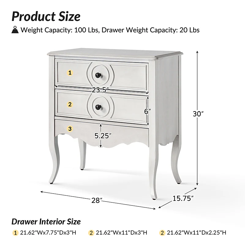 Thelma 3 - Drawer Nightstand with Built-In Outlets