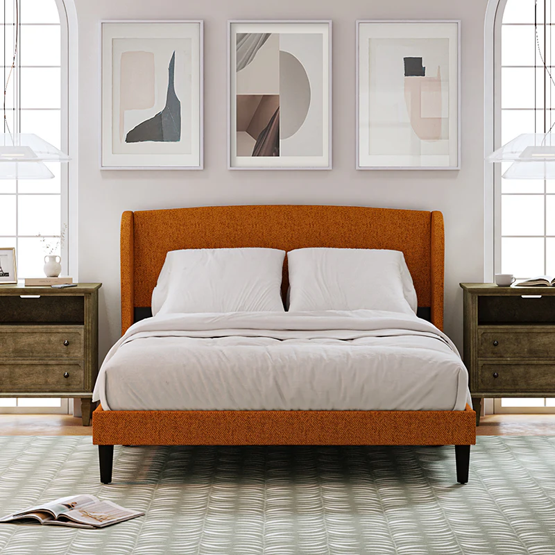 Baotist Upholstered Wingback Platform Bed