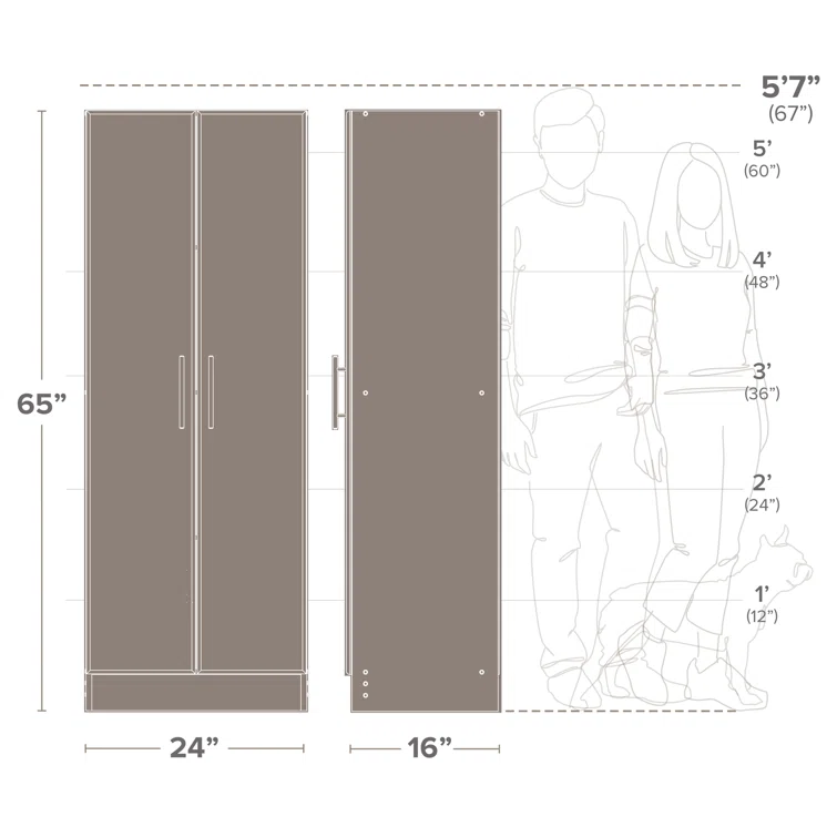 Wassim Single Storage Cabinet ( 65'' H x 24'' W x 16'' D)