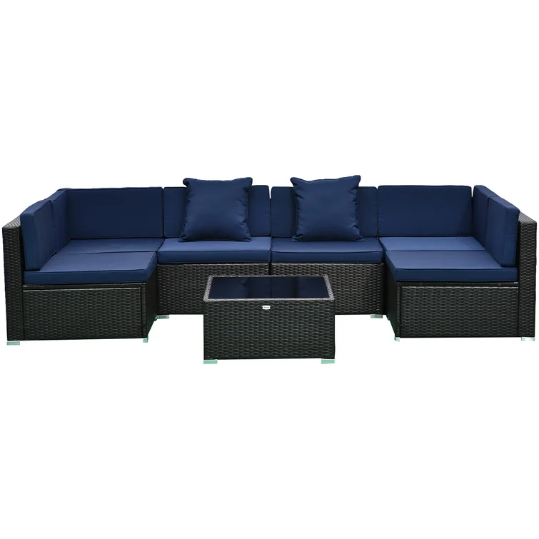 Merton 7-Piece Patio Furniture Sets Outdoor Rattan Conversation Sets