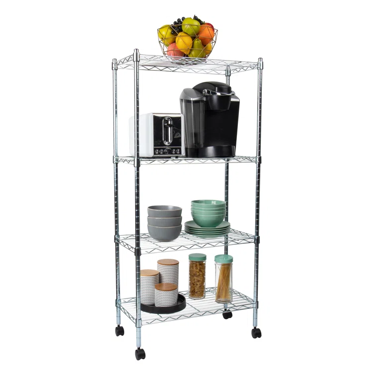 23.25'' W Metal Height -Adjustable Shelving Unit with Wheels