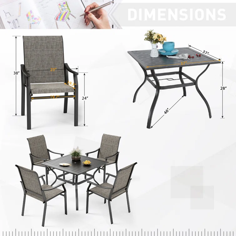 Basima 4 - Person Square Outdoor Dining Set