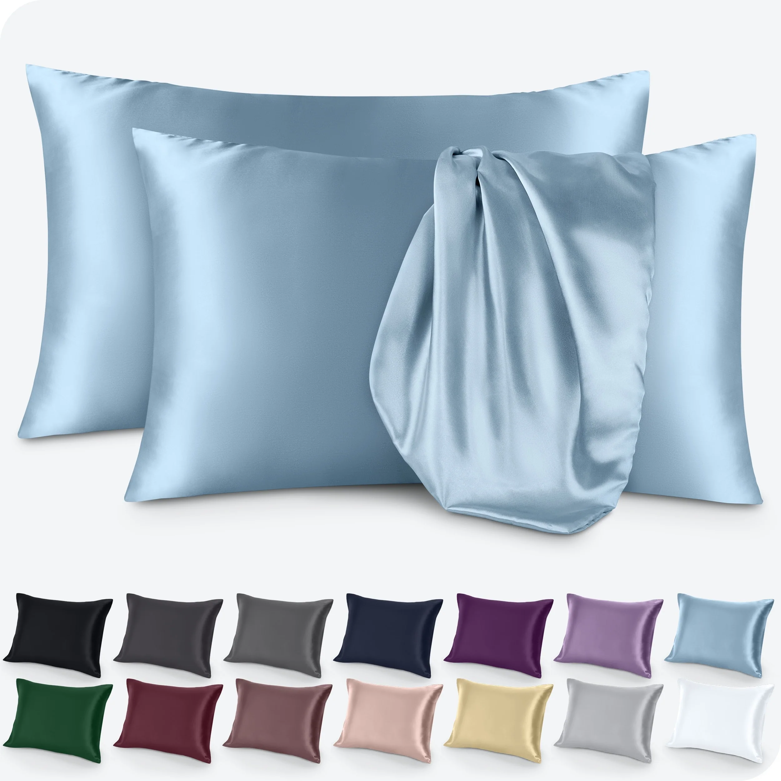 Bare Home Poly Satin Pillowcase Set for Hair and Skin (Set of 2)