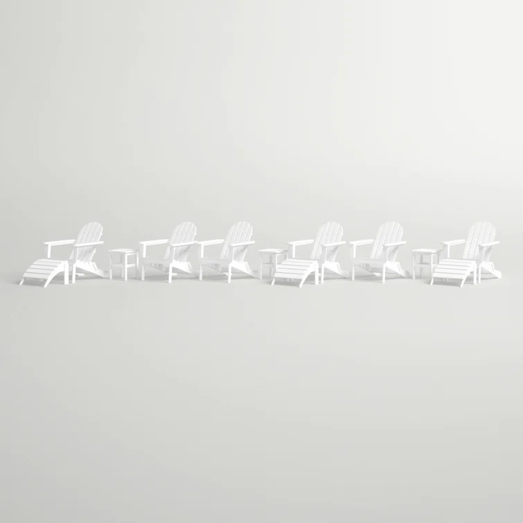 Hartington 12 Piece Plastic/Resin Folding Adirondack Chair with Ottoman and Table