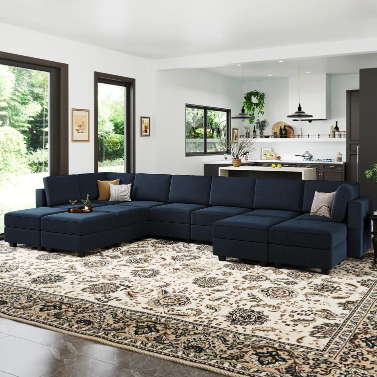 Wylodene 84.7 '' Wide Genuine Velvet Reversible Modular Corner Sectional