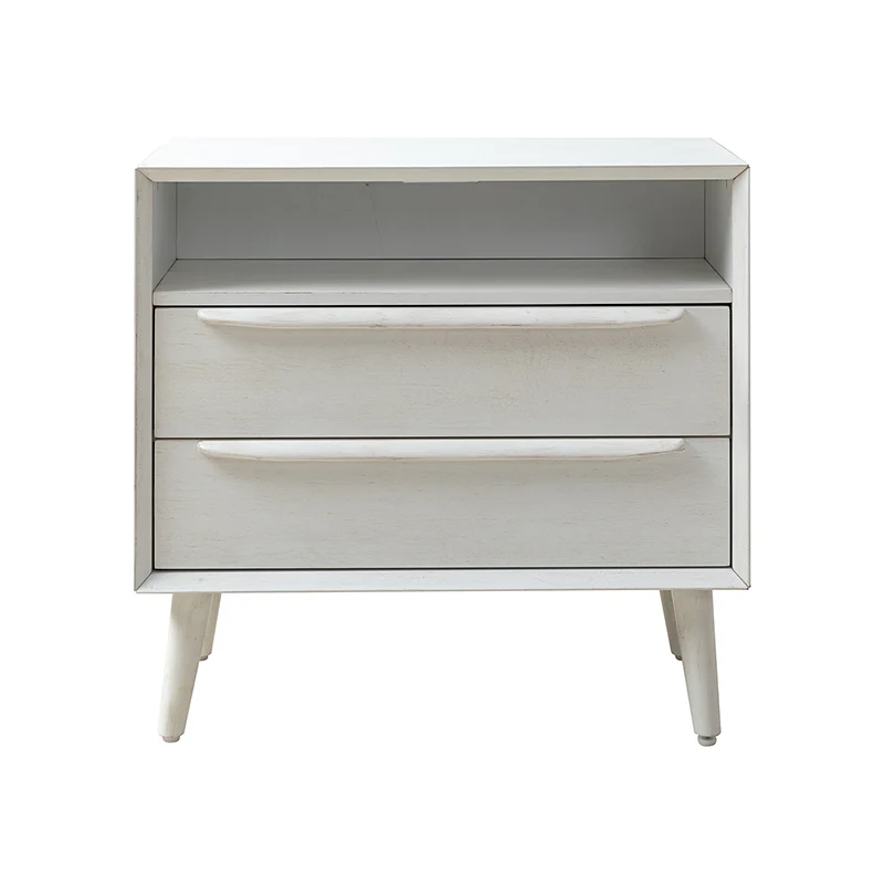 Lilian 2 - Drawer Mid Century Nightstand with Built-in Outlets
