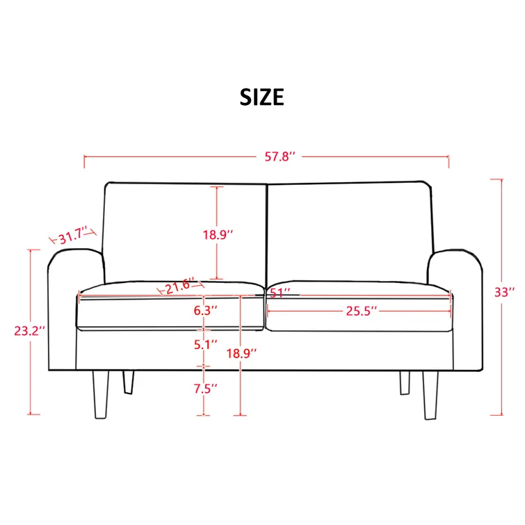 Everly Quinn Hessville Sofa 57.8" Velvet Round Arm Loveseat