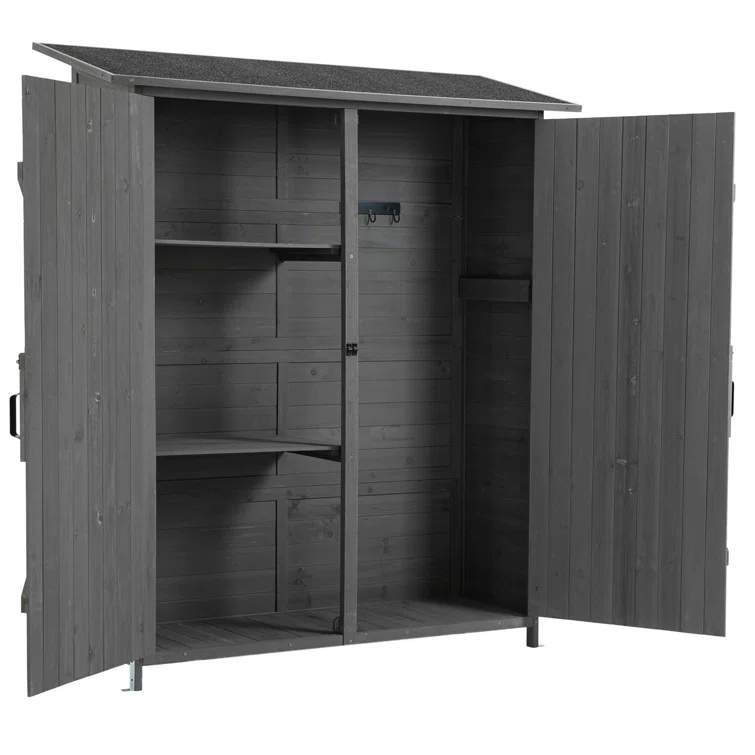 Outdoor 4 ft. 5 in. W x 1 ft. 5in. D Solid Wood Lean-to Storage Shed