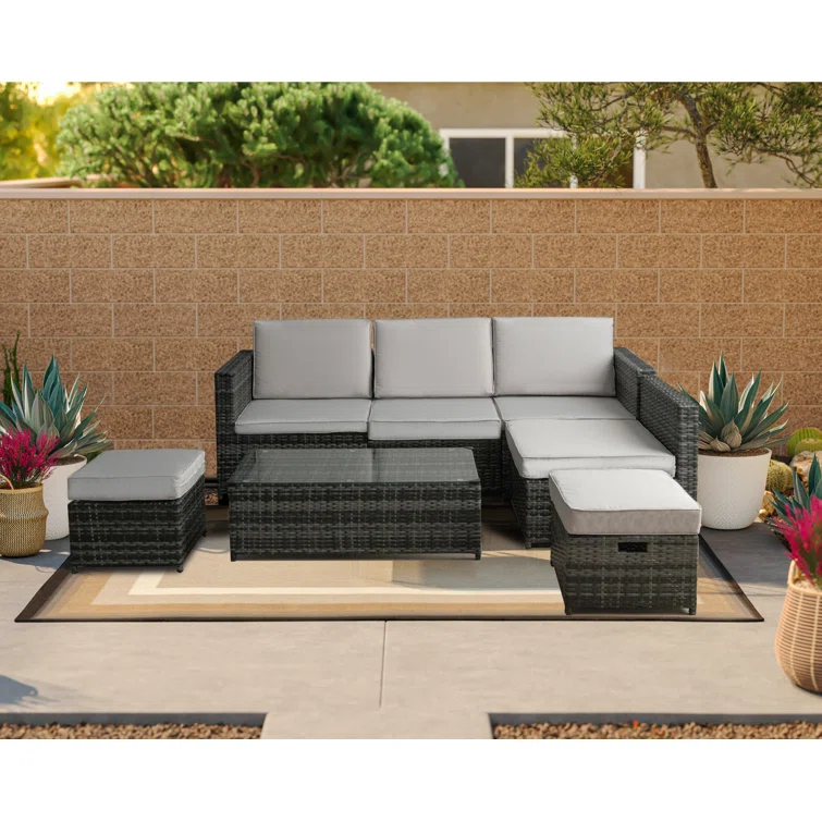 Noralf 113'' Wide 6 - Person Outdoor Seating Group with Cushions