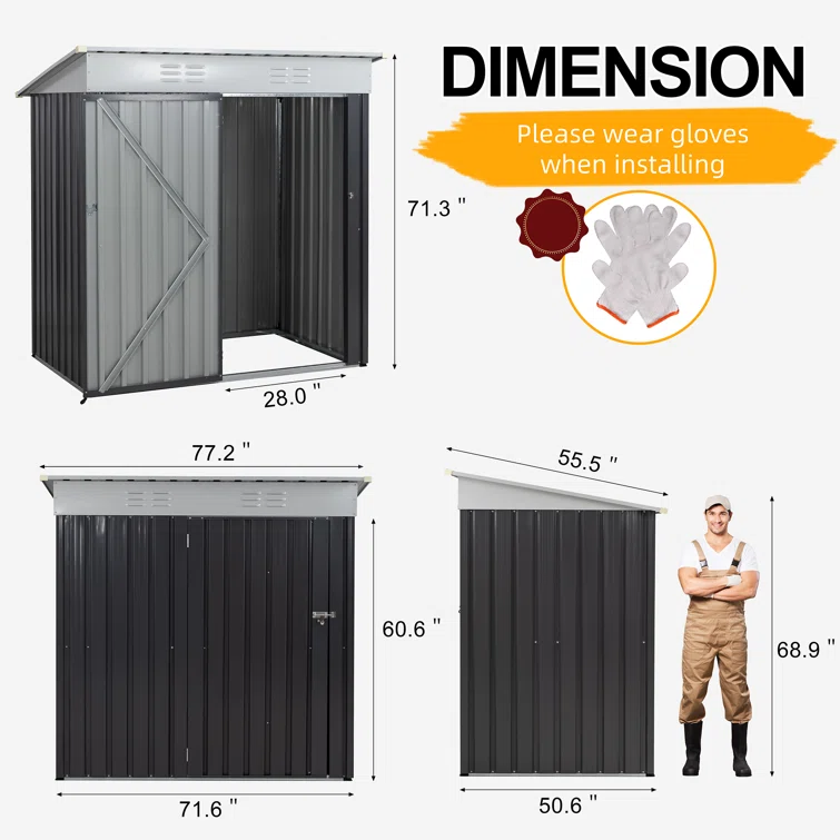 6 ft. W x 4 ft. D Metal Traditional Storage Shed