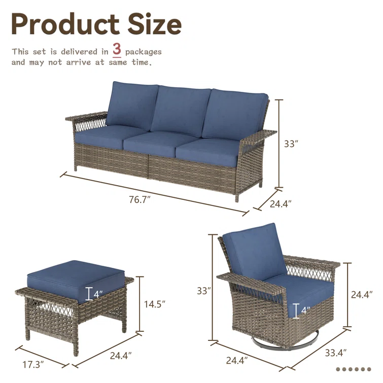 Buenhomino 5 - Person Outdoor Seating Group with Cushions