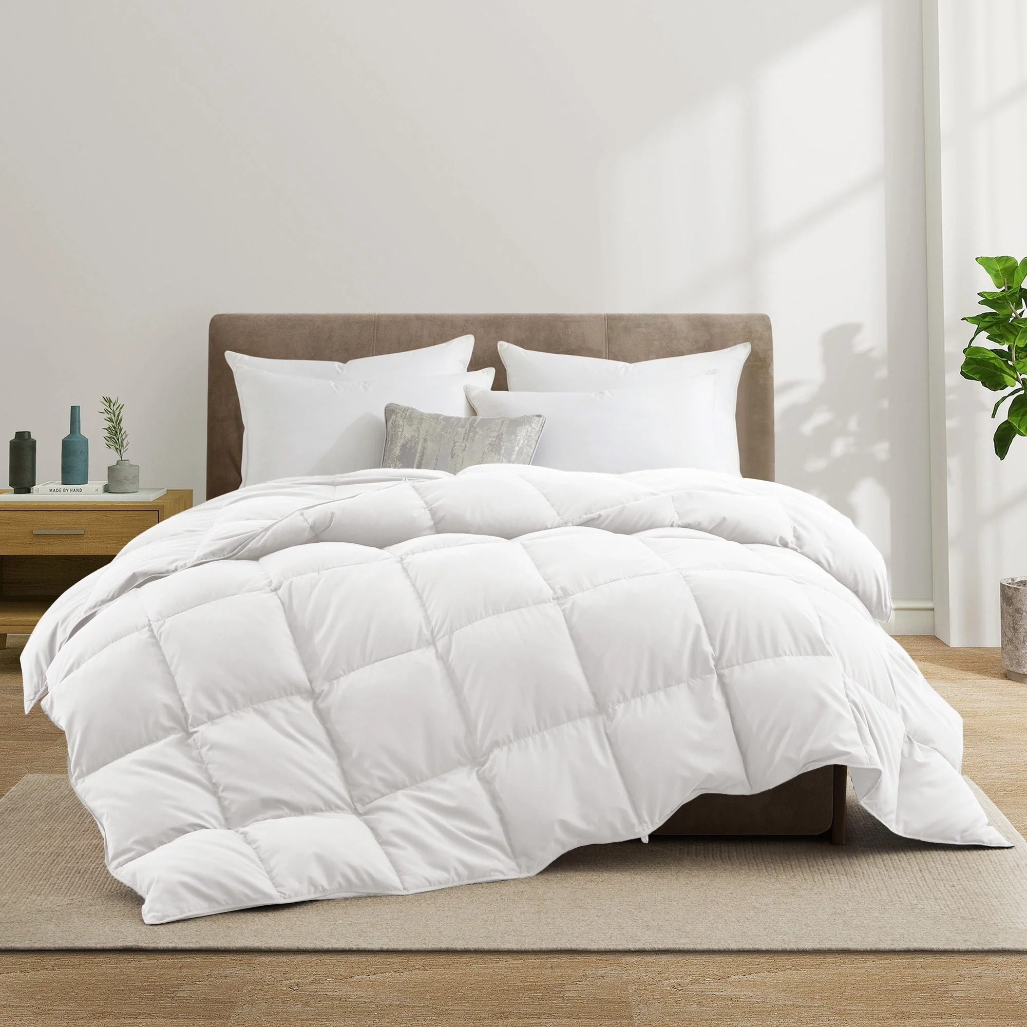 Medium Warmth All Season Paisley Floral & Solid Pattern Duvet Insert White Goose Down Feather Comforter