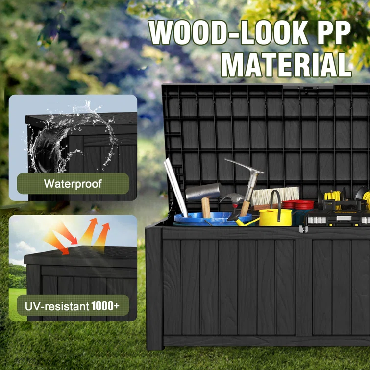 WORACO 67.5'' W 120 Gallons Water Resistant Resin Lockable Deck Box