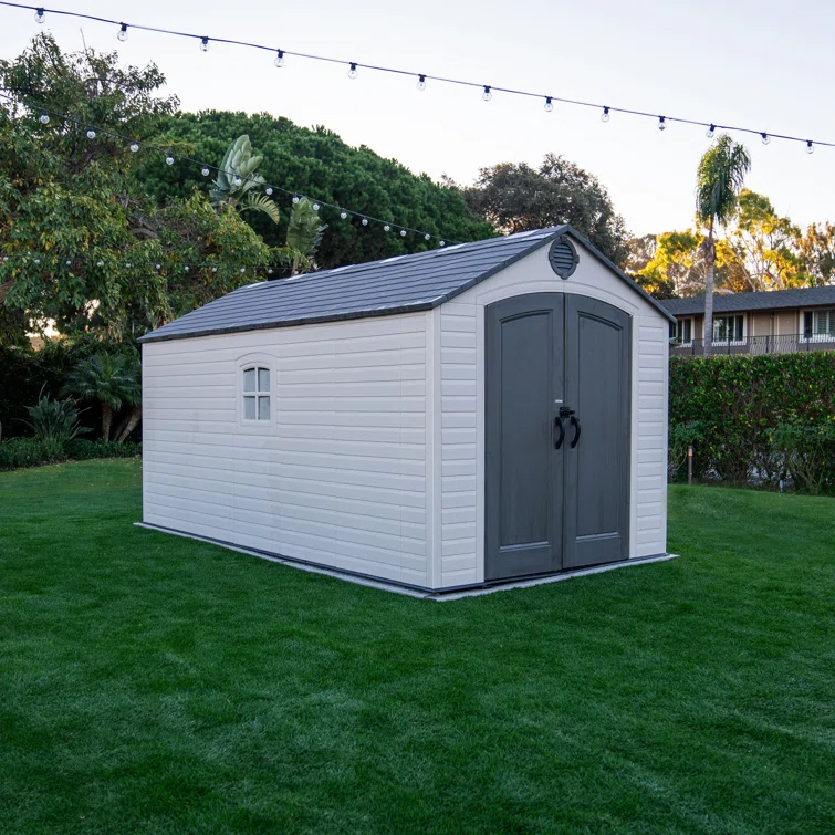 8 Ft. x 15 Ft. High-Density Polyethylene Outdoor Storage Shed with Steel-Reinforced Construction